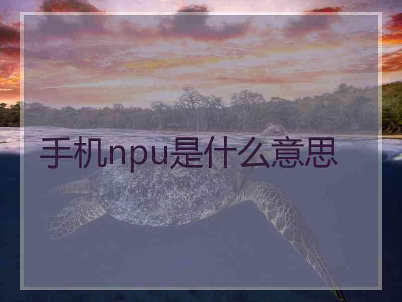 手机npu是什么意思