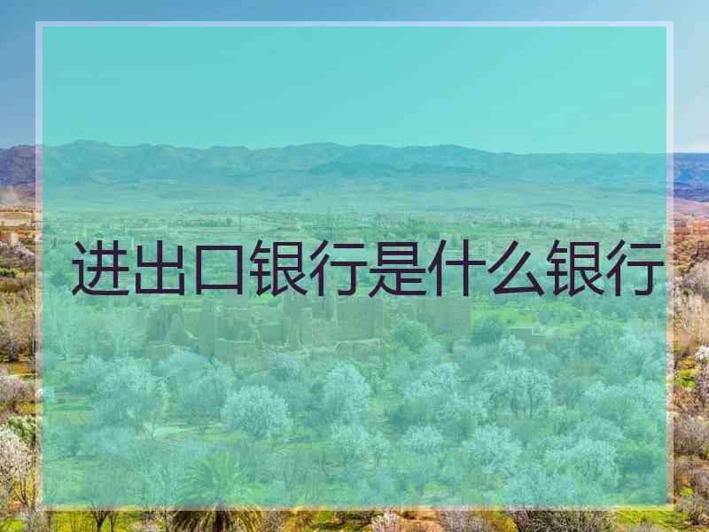 进出口银行是什么银行