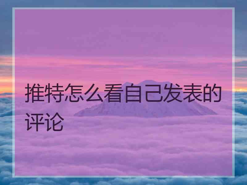 推特怎么看自己发表的评论