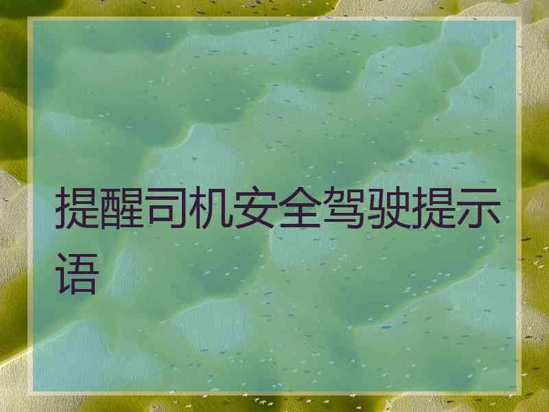 提醒司机安全驾驶提示语