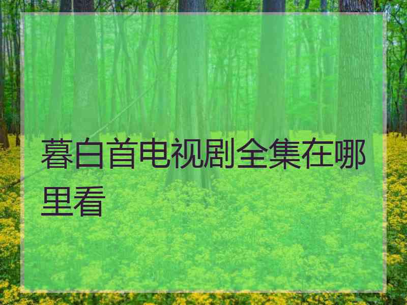 暮白首电视剧全集在哪里看