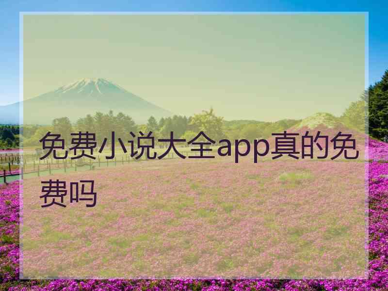 免费小说大全app真的免费吗