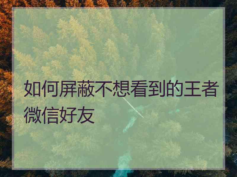 如何屏蔽不想看到的王者微信好友