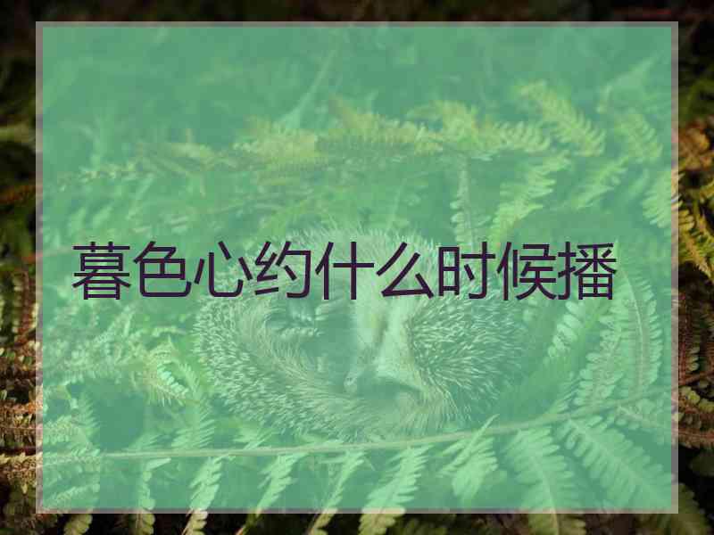 暮色心约什么时候播