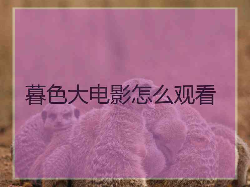 暮色大电影怎么观看