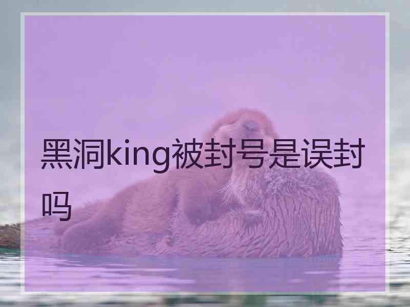 黑洞king被封号是误封吗