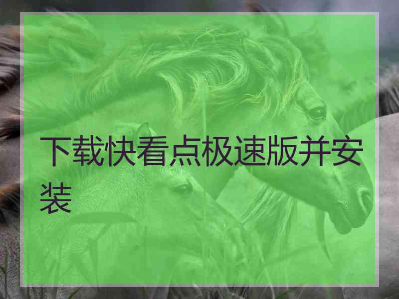 下载快看点极速版并安装