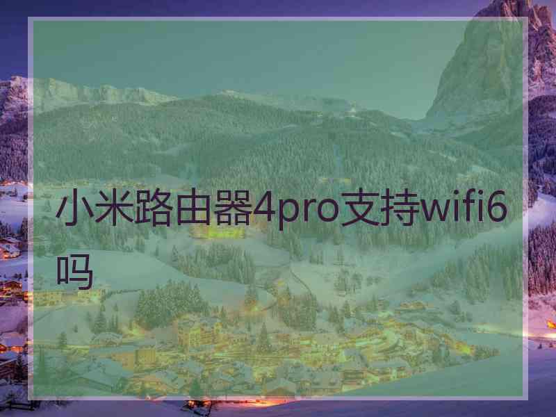 小米路由器4pro支持wifi6吗