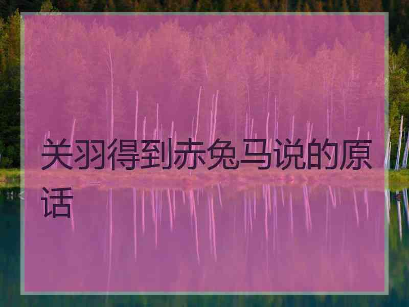 关羽得到赤兔马说的原话