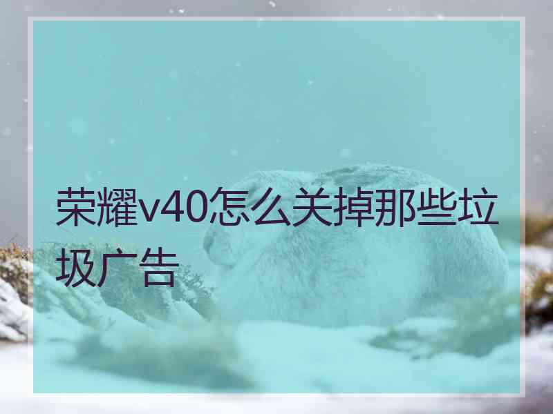 荣耀v40怎么关掉那些垃圾广告