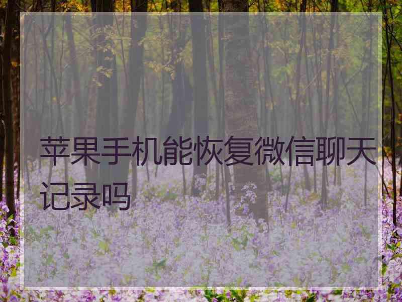 苹果手机能恢复微信聊天记录吗