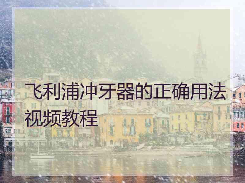 飞利浦冲牙器的正确用法视频教程
