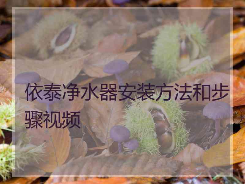 依泰净水器安装方法和步骤视频
