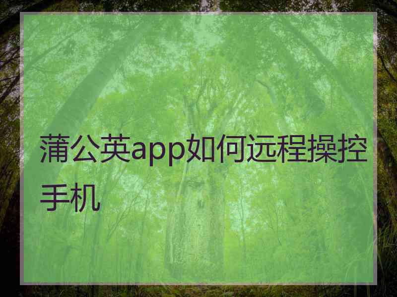 蒲公英app如何远程操控手机