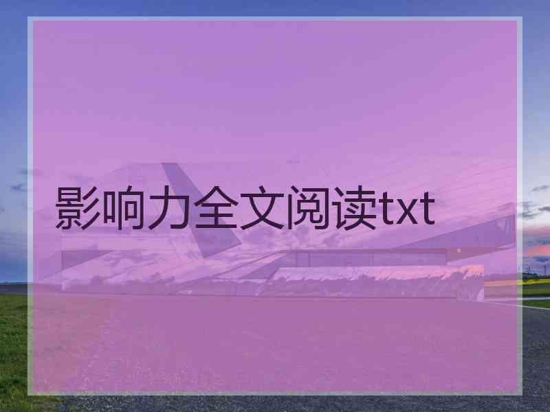 影响力全文阅读txt
