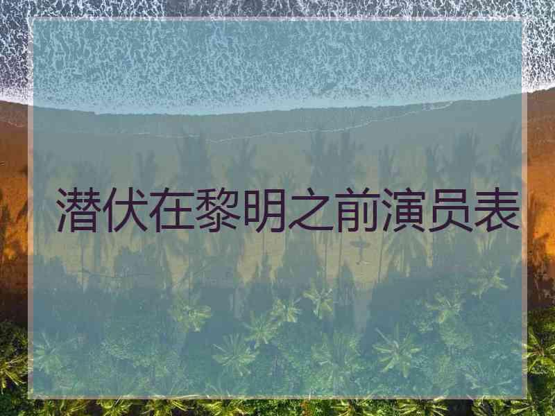 潜伏在黎明之前演员表