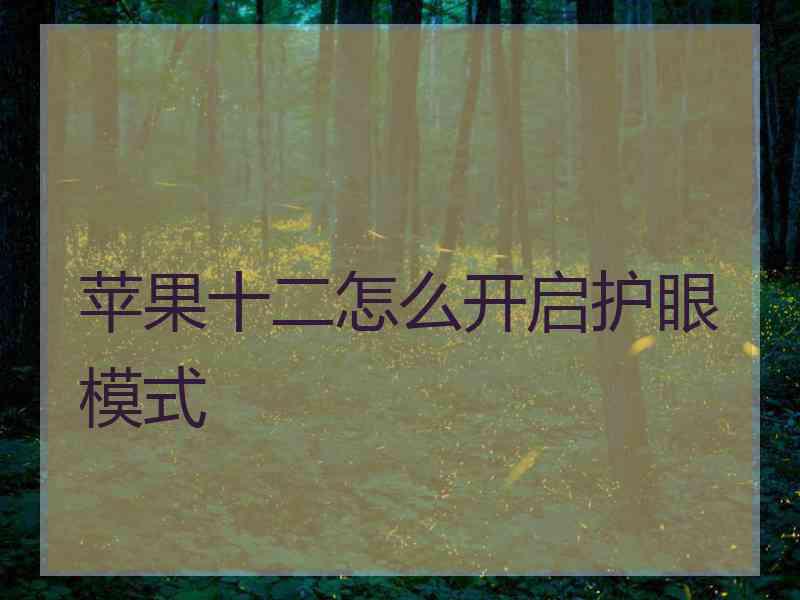苹果十二怎么开启护眼模式