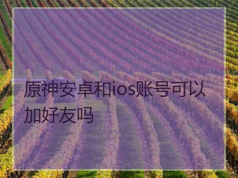 原神安卓和ios账号可以加好友吗
