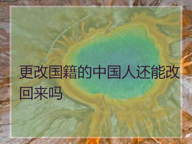 更改国籍的中国人还能改回来吗