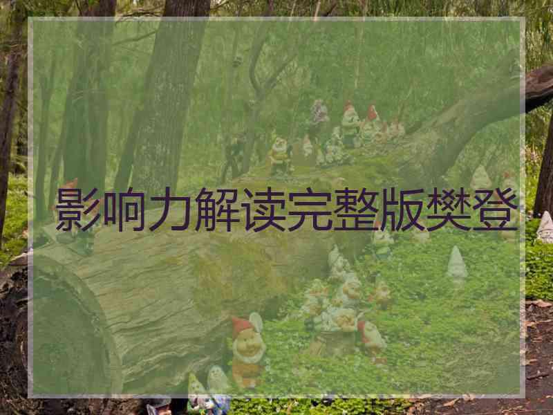 影响力解读完整版樊登